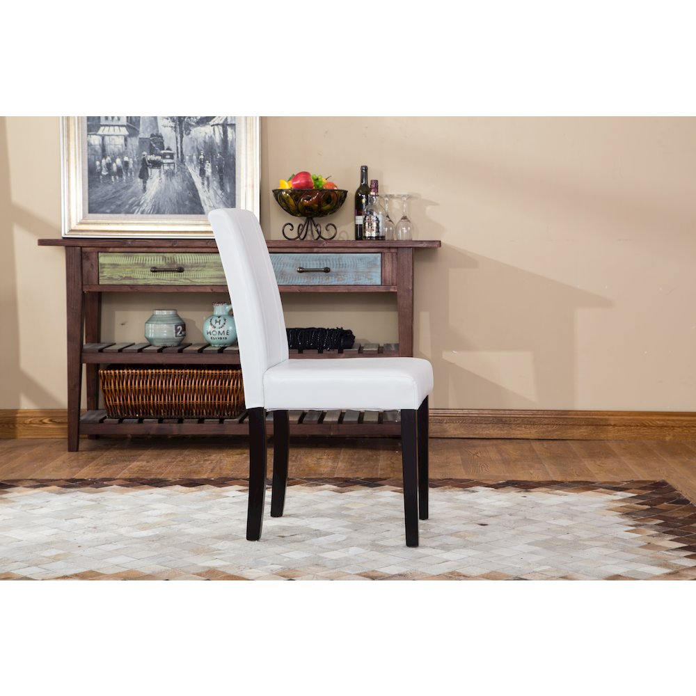 Urban Style Solid Wood Leatherette Padded Parson Chair, White, Set of 2. Picture 6
