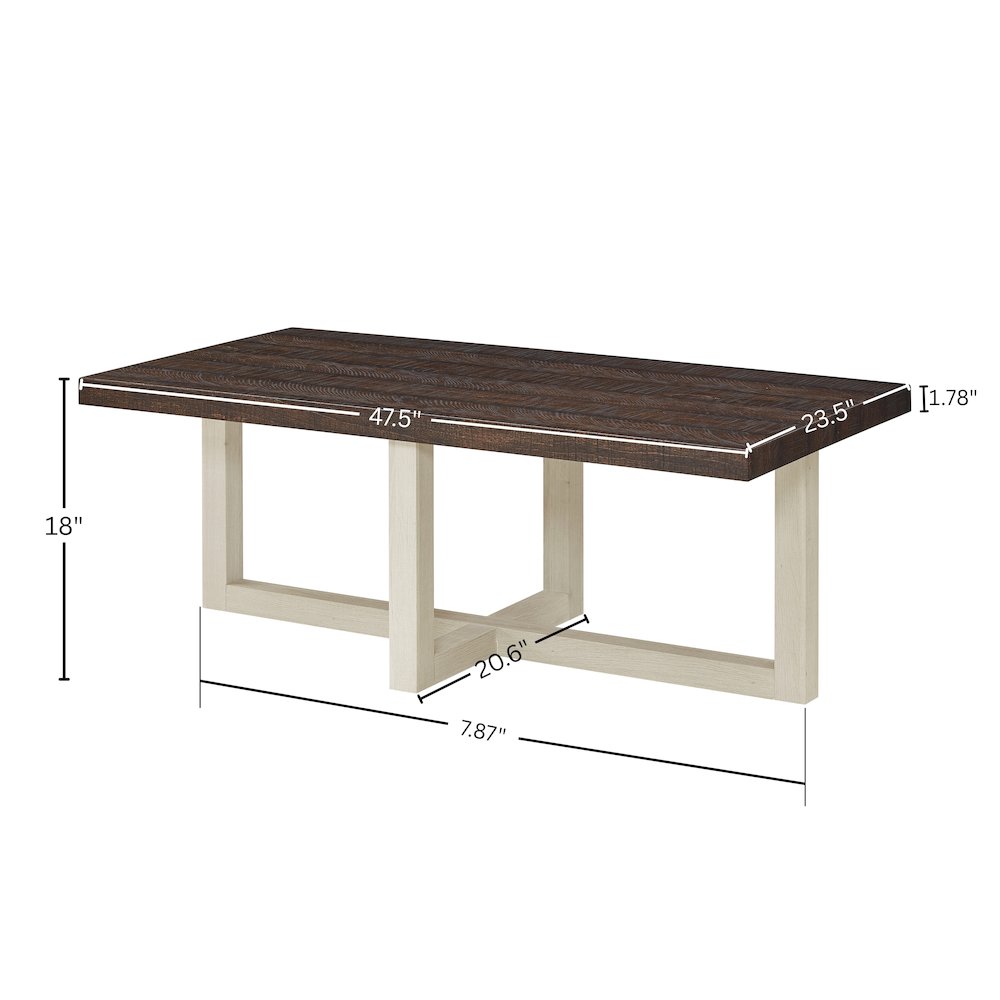Luno 3-Piece Coffee Table Set, Coffee Table and Two End Tables, Walnut and White. Picture 16