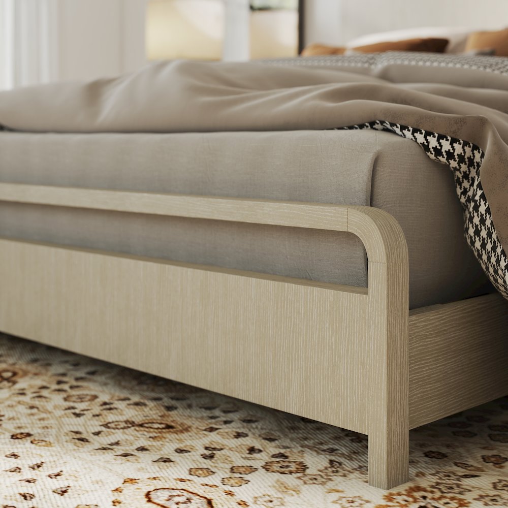 Tavari Wood Panel Bed, Light Gray Finish, Queen. Picture 6
