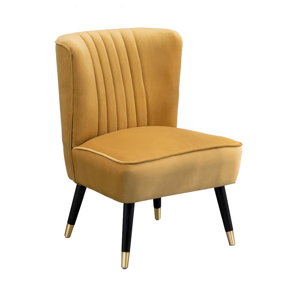 Elon Contemporary Velvet Upholstered Accent Chair, Gold. Picture 1