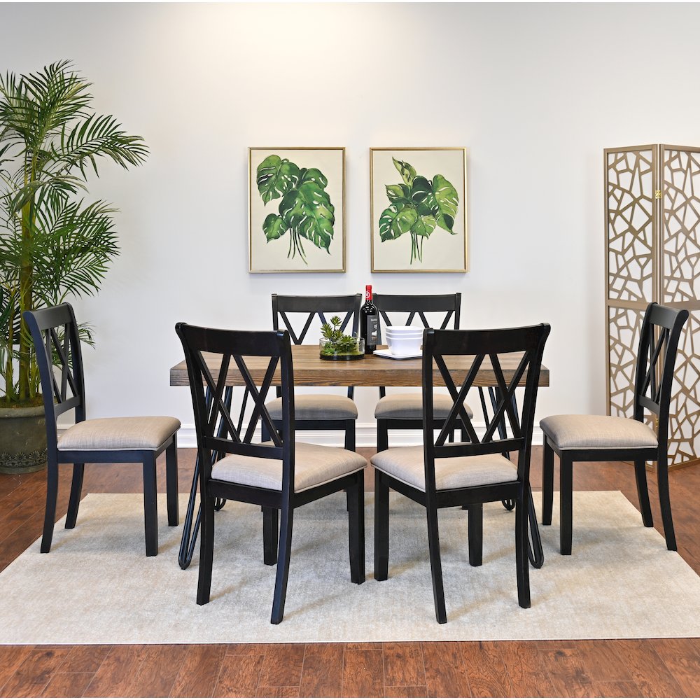 Arroyo 7-Pc Dining Set, Hairpin Dining Table with 6 Chairs, Rich Black. Picture 2