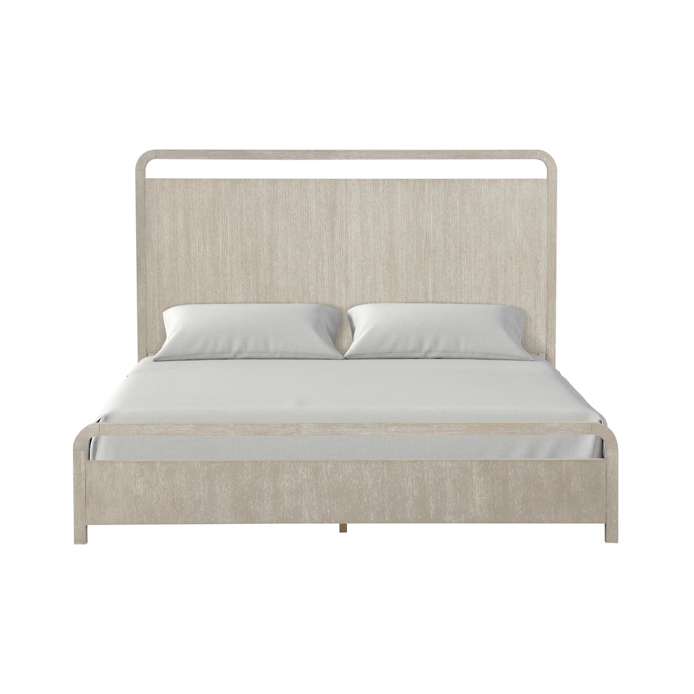 Tavari Wood Panel Bed, Light Gray Finish, Queen. Picture 8