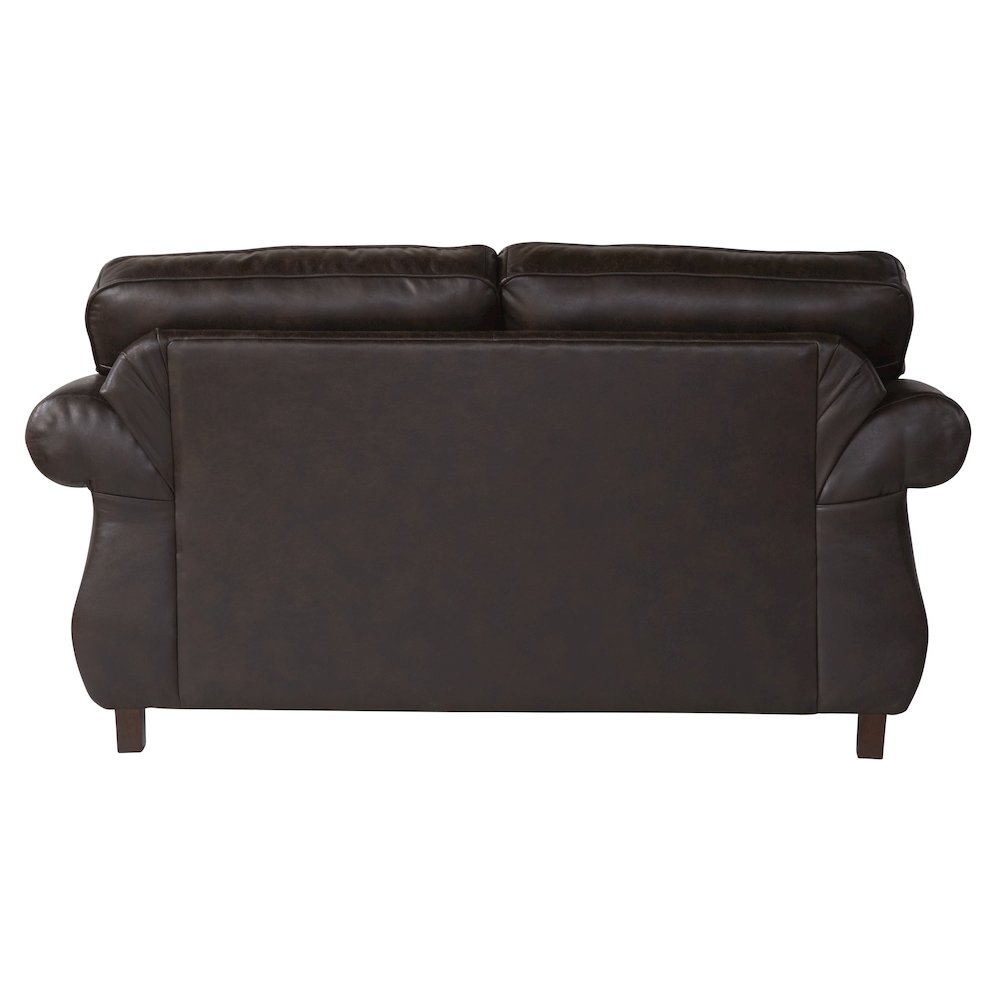 Leinster Faux Leather Upholstered Nailhead Loveseat in Espresso. Picture 2