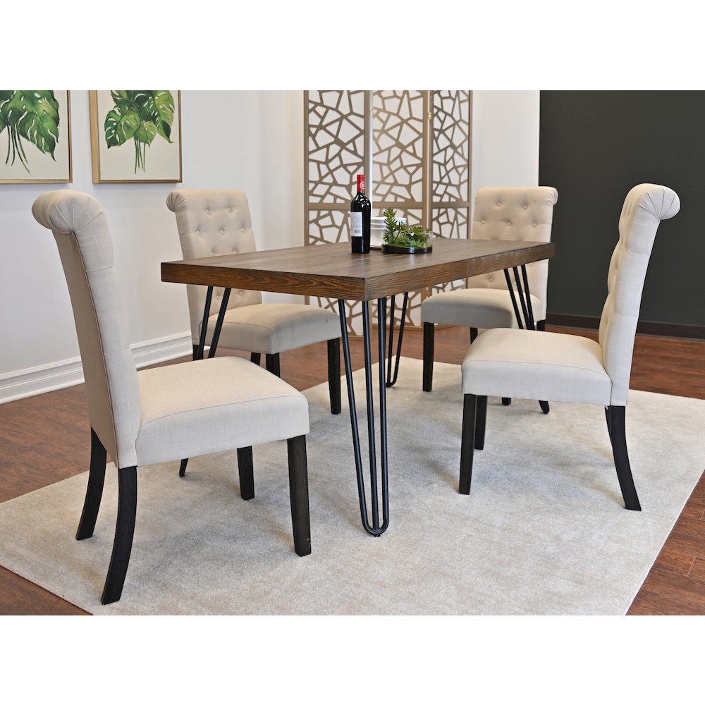 Ashford 7-Pc Dining Set, Hairpin Dining Table with 6 Chairs, Tan. Picture 8