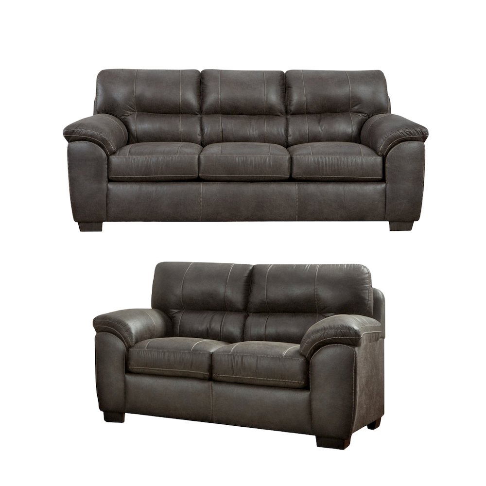 Tirana Contemporary Fabric Pillow-top Arm Sofa and Loveseat Set in Sequoia Ash. Picture 1