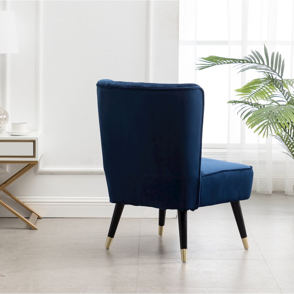 Elon Contemporary Velvet Upholstered Accent Chair, Blue. Picture 5