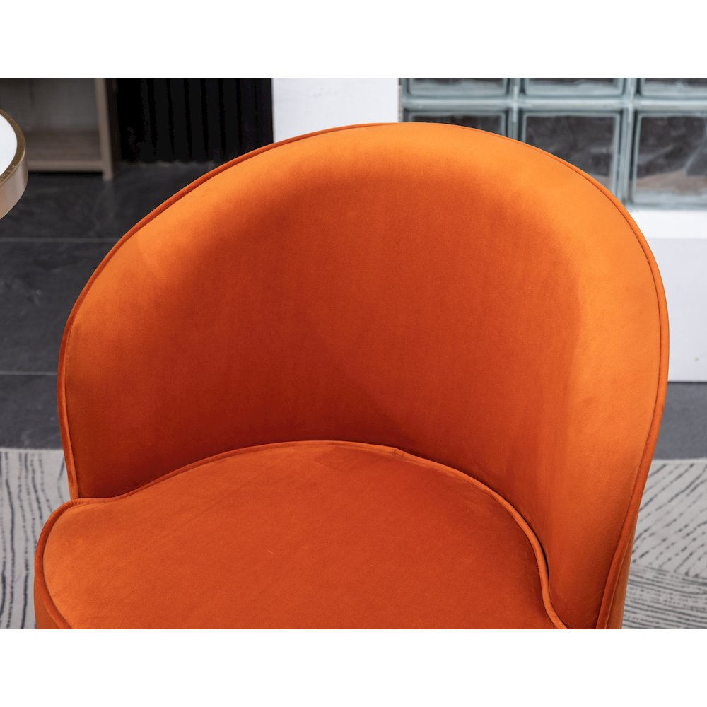 Wania Contemporary Velvet Swivel Chair, Orange. Picture 8