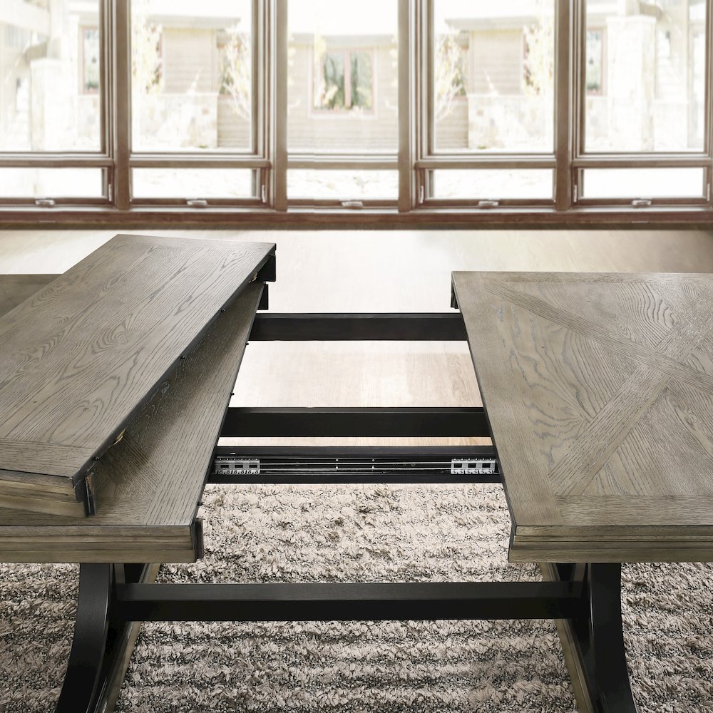 Birmingham 8-Piece Extendable Table with Nailhead Bench Dining Set, Driftwood. Picture 8