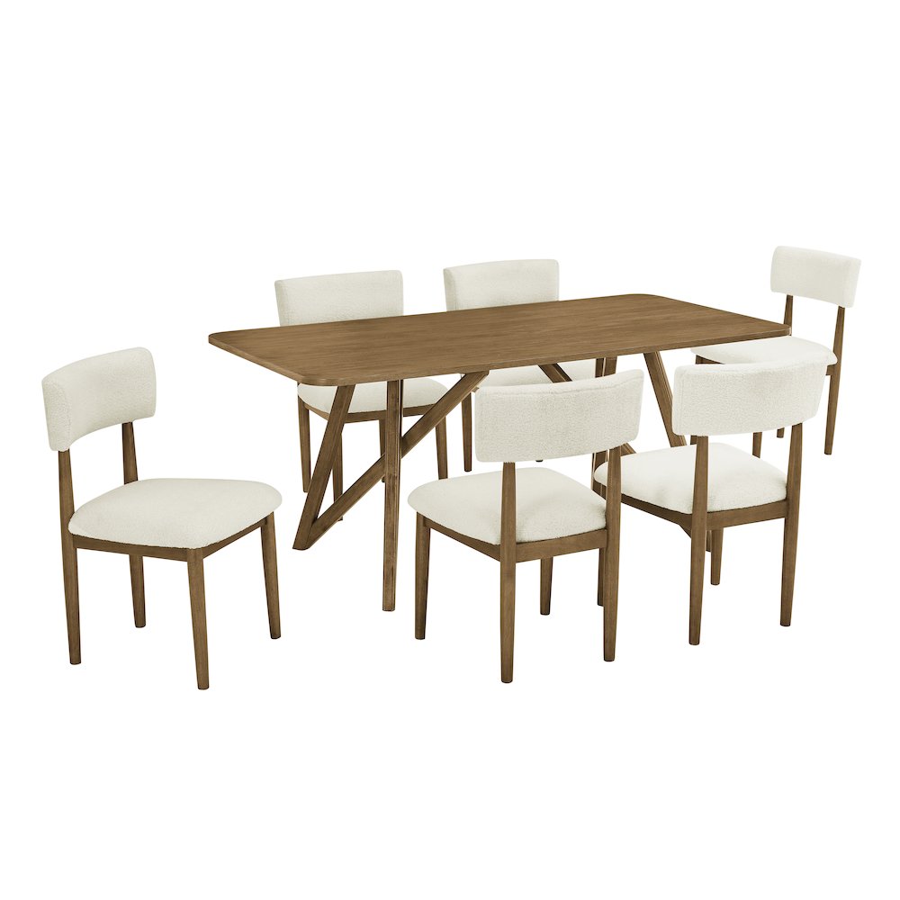 Axler 7-Piece Dining Set,Tripod-Cross DiningTable with 6Stylish Chairs,Light Oak. Picture 12