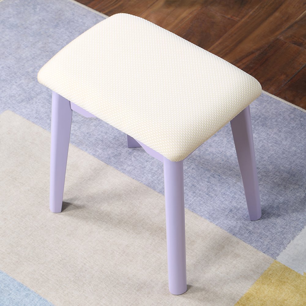 Maly Contemporary Wood Vanity and Stool Set, Purple. Picture 5