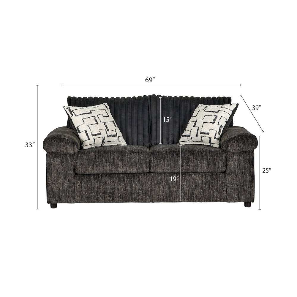 Nason Wide Wale Corduroy Living Room 4-Piece Sofa Set, Charcoal. Picture 12