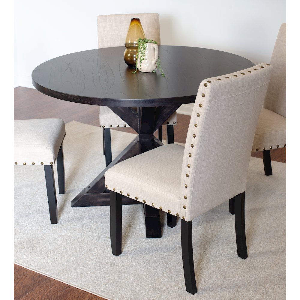 Mytzi 5-Pc Dining Set, Cross-Buck Dining Table with 4 Stylish Chairs, Tan. Picture 6
