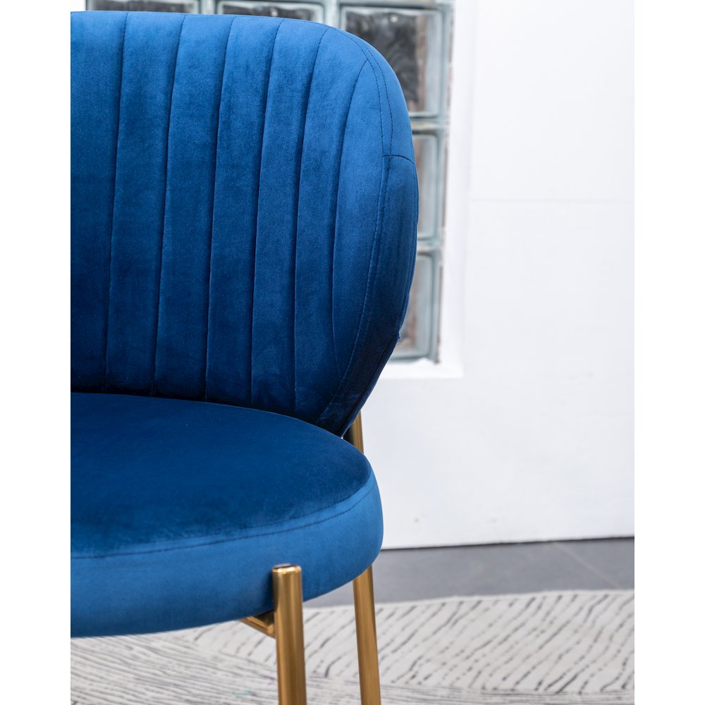 Amoa Contemporary Velvet Upholstery Dining Chair, Blue, Set of 2. Picture 8
