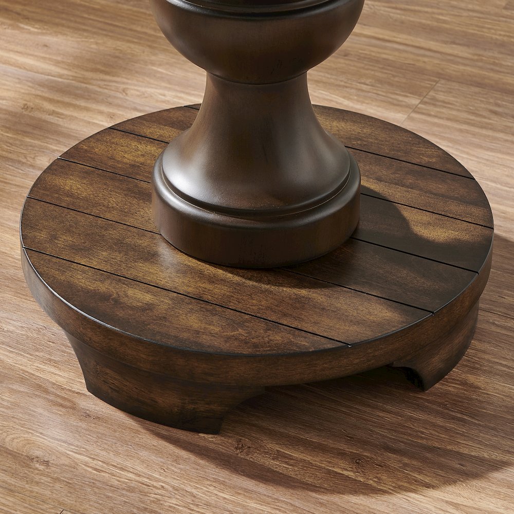 Caesar Traditional Round Pedestal End Table, Espresso. Picture 5