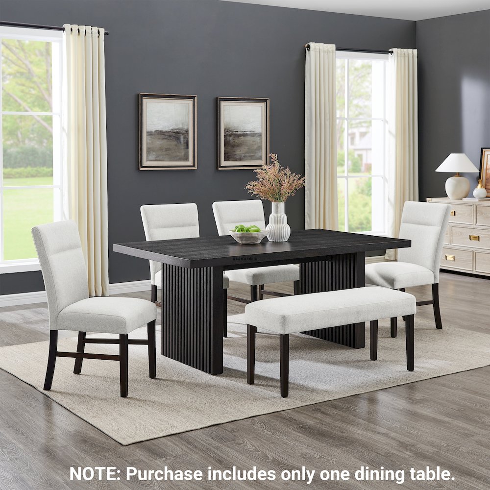 Madison Contemporary Dining Table, Slat-Fluted Base, Espresso. Picture 5