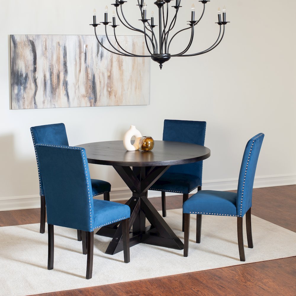 Enbridge 5-Pc Dining Set, Cross-Buck Dining Table with 4 Stylish Chairs, Blue. Picture 5