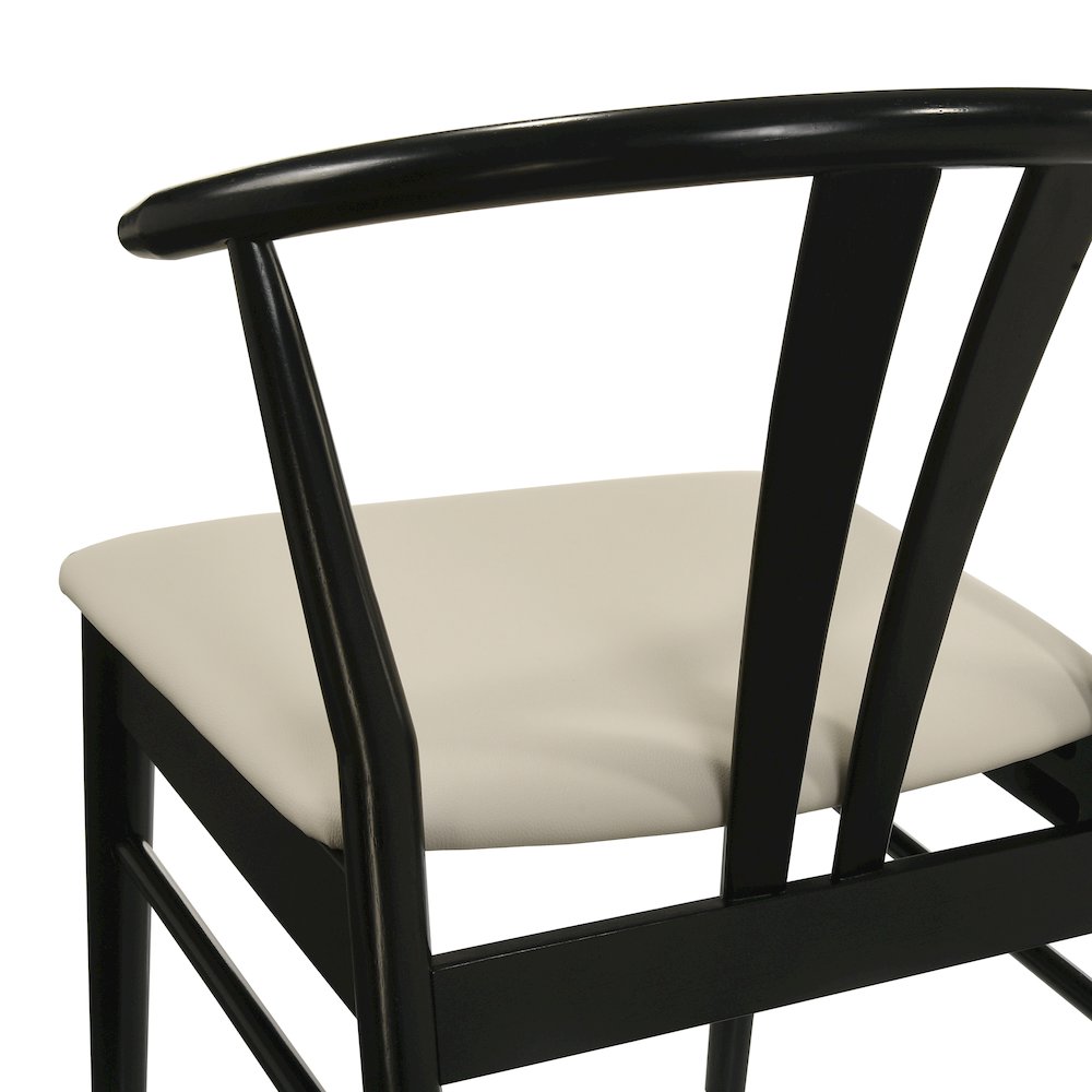 7-Piece Dining Set, Walnut Finished Dining Table with 6 Black Wishbone Chairs. Picture 15