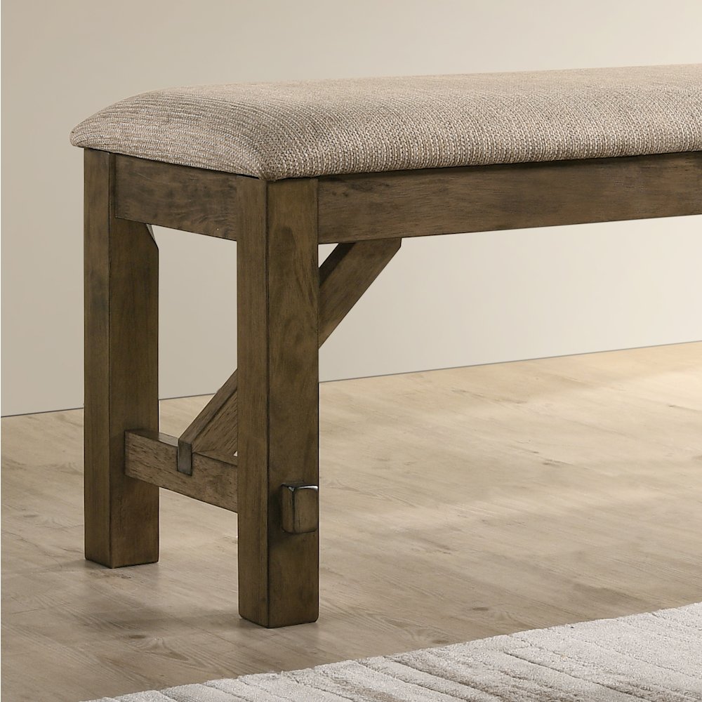 Raven Wood Fabric Upholstered Dining Bench. Picture 3