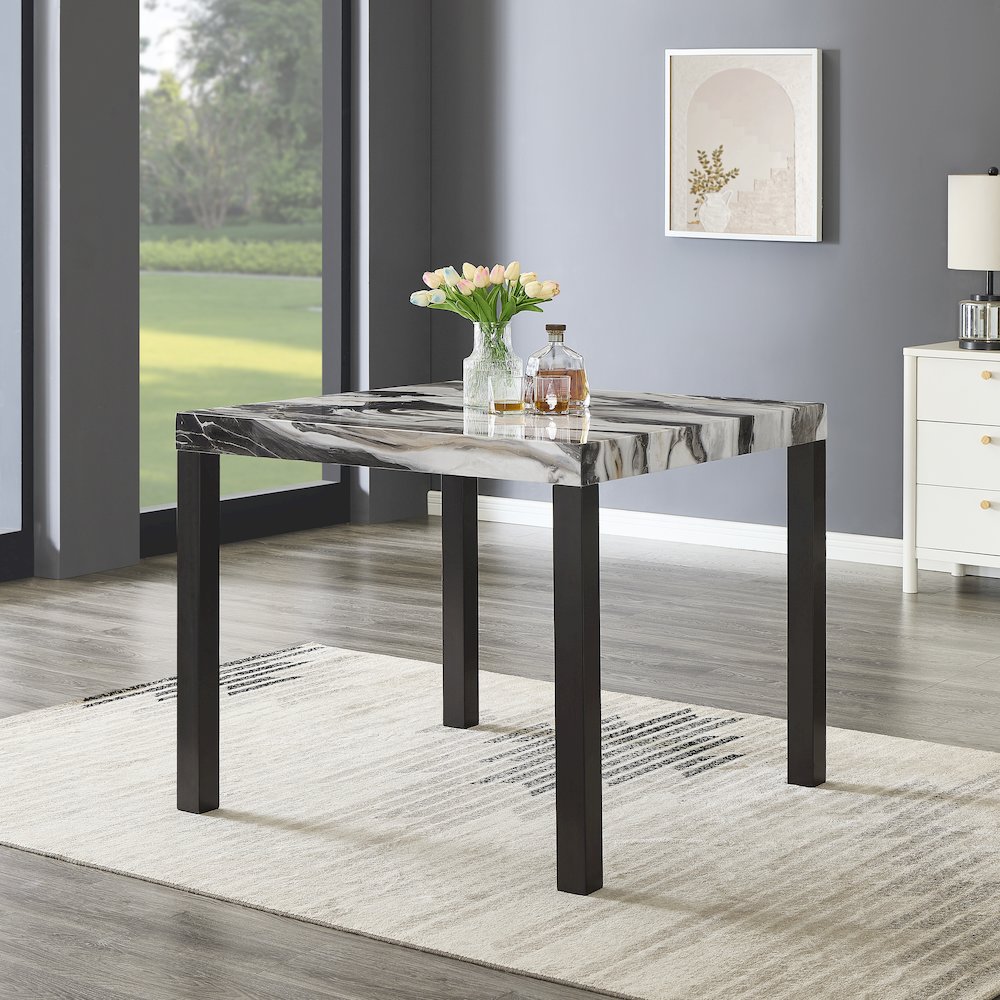 Cavira Modern Faux Marble Counter Height Dining Table with 4 Stools. Picture 3