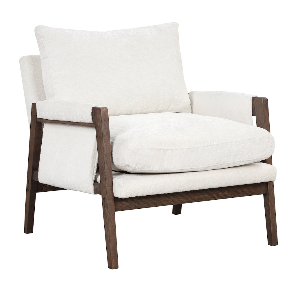 Kelly Mid-Century Modern Velvet Accent Armchair, White. Picture 1