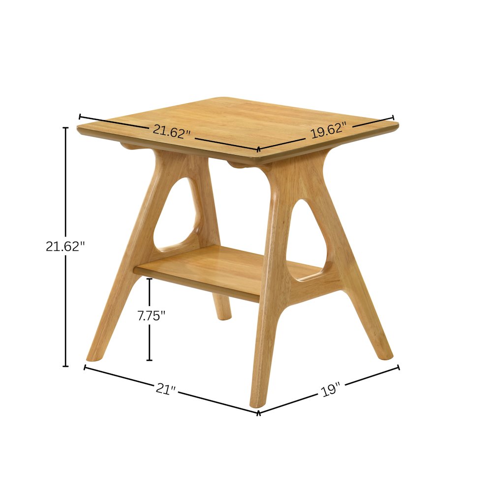 Arona Mid-Century Modern Wood Shelf End Table, Natural Oak Finish. Picture 8