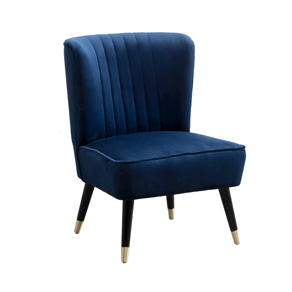 Elon Contemporary Velvet Upholstered Accent Chair, Blue. Picture 1