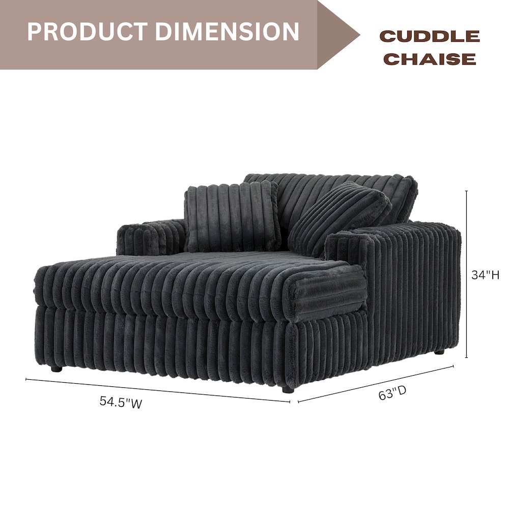 Belvoir Oversized Cuddle Chaise, with Cup Holders, Charcoal. Picture 9