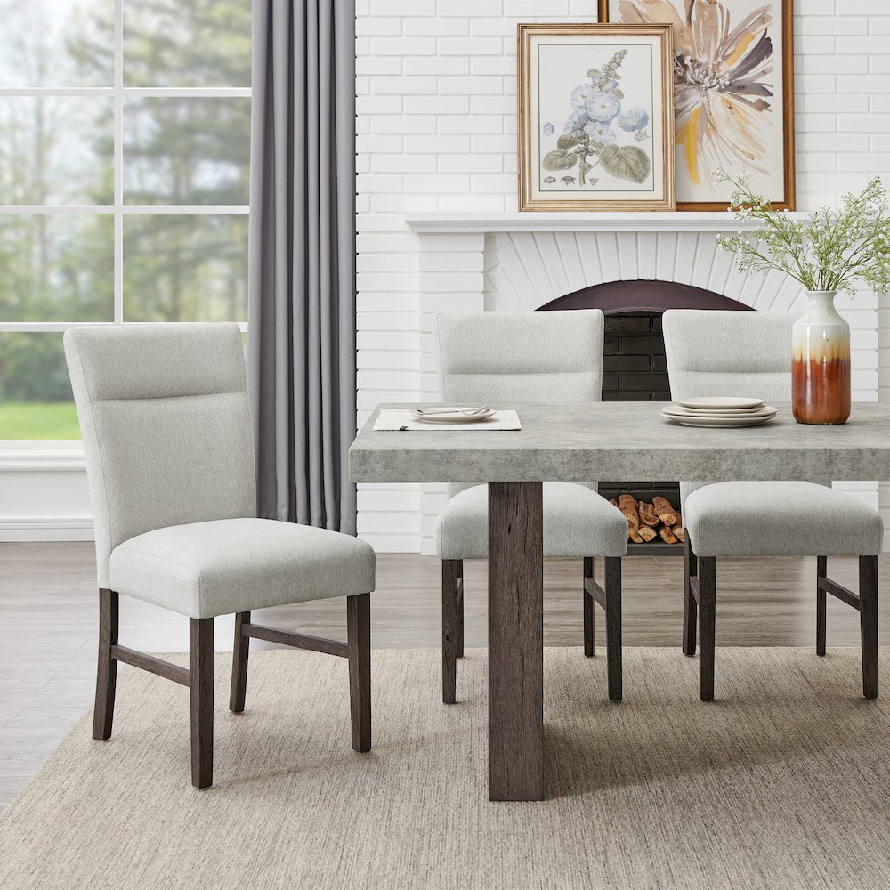 Sorlen Modern 7-Piece Dining Set, 3D Faux Concrete Table with 6 Chairs. Picture 5