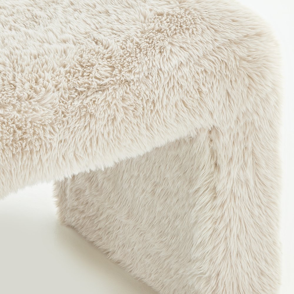 Zorya Contemporary Faux Fur U-Shaped Ottoman, Set of 2. Picture 9