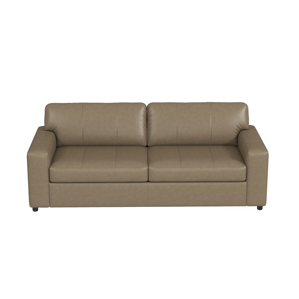Sakan Leather Upholstered Sofa, Beige. Picture 9