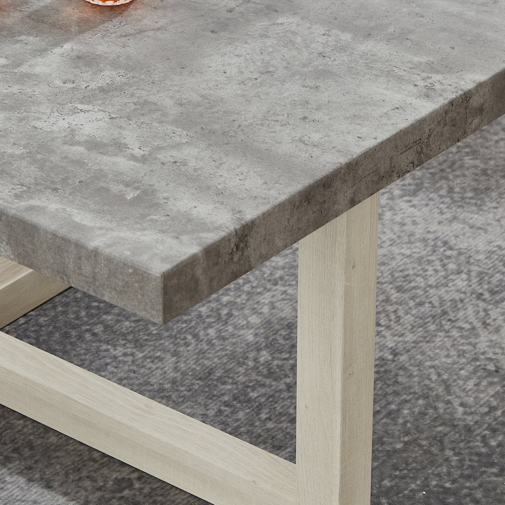 Luno Contemporary End Table, Faux Concrete and White. Picture 5