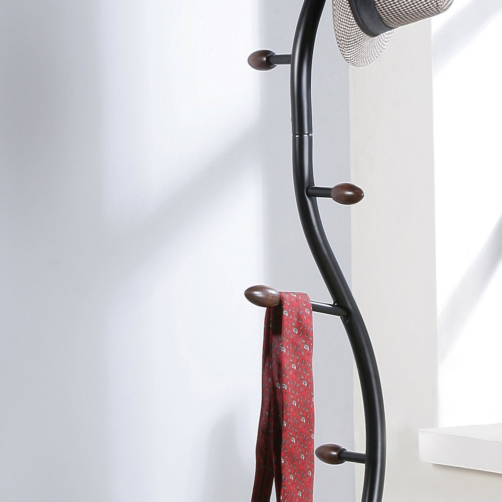 Arles Metal Black and Walnut Standing Coat Rack. Picture 5