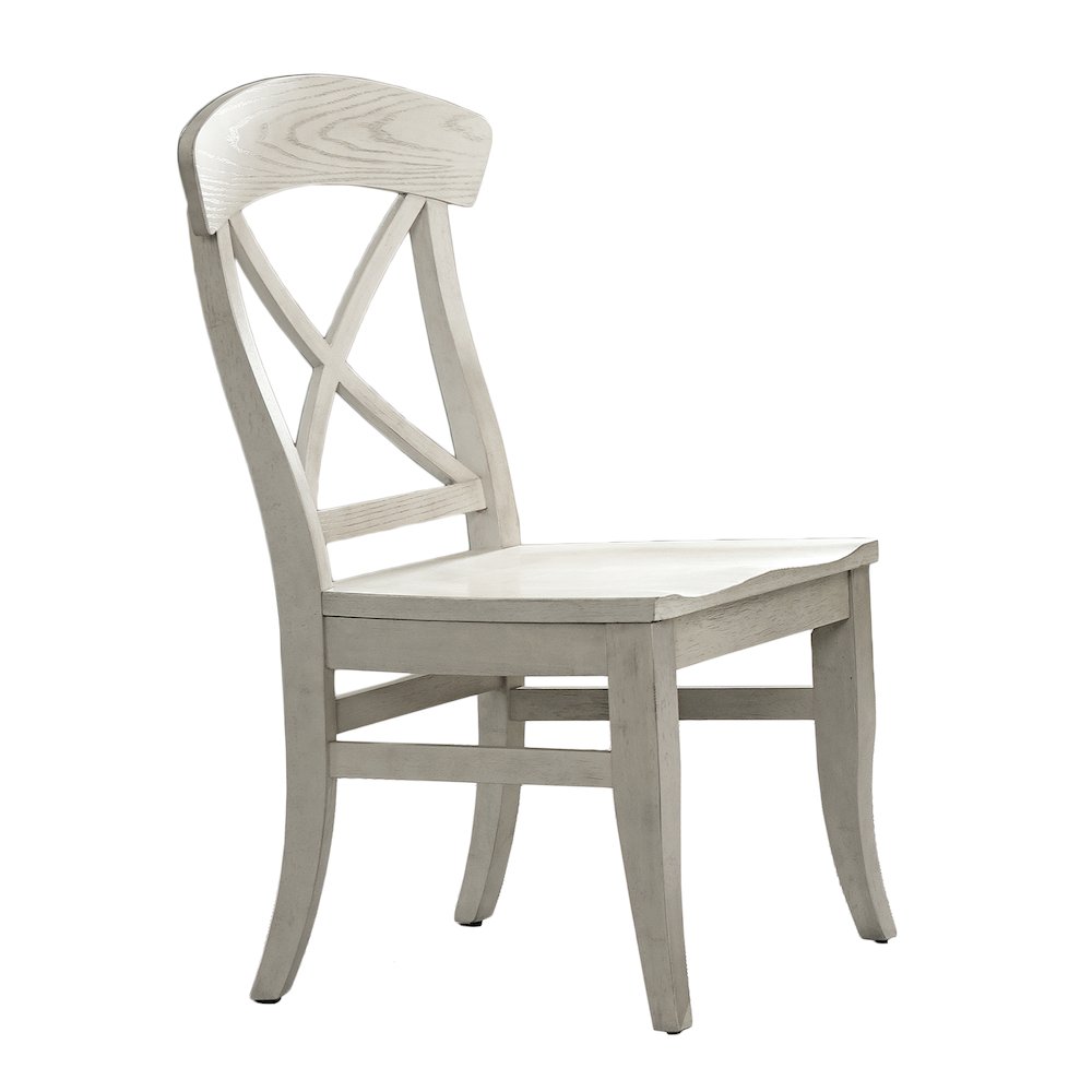 Harola Cross-back Dining Side Chairs in Set of 2, Smoky White Finish. Picture 9