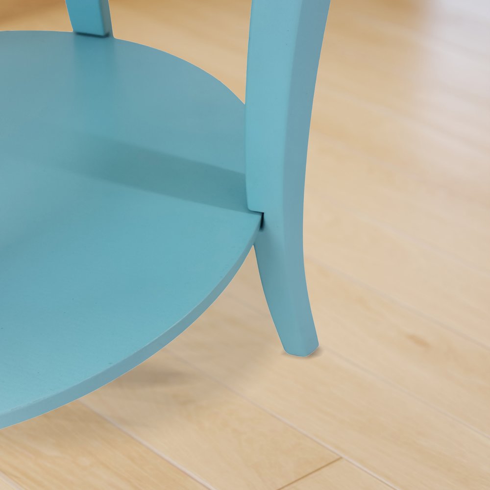 Perth Round End Table with Shelf, Teal. Picture 5