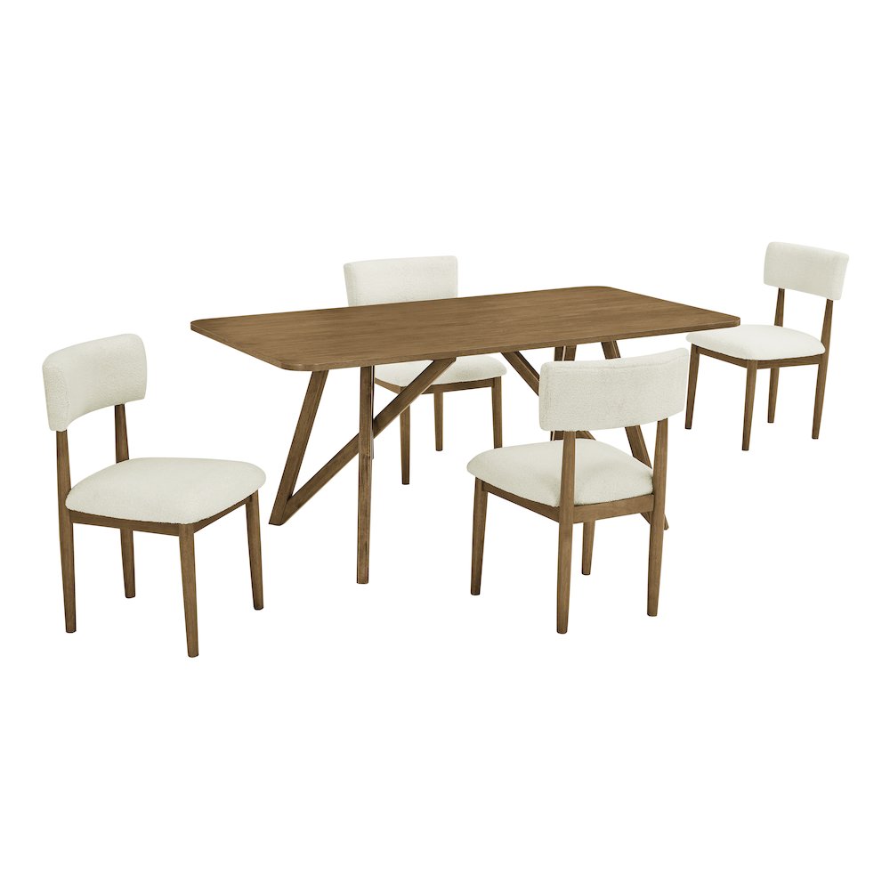 Axler 5-Piece Dining Set,Tripod-Cross DiningTable with 4Stylish Chairs,Light Oak. Picture 1