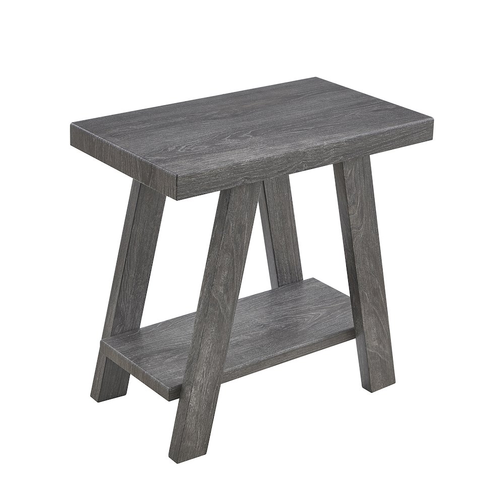 Ethens Contemporary Wood Shelf Side Table in Gray Finish. Picture 3