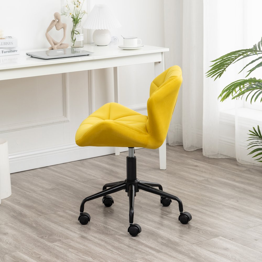 Eldon Diamond Tufted Adjustable Swivel Office Chair, Yellow. Picture 5