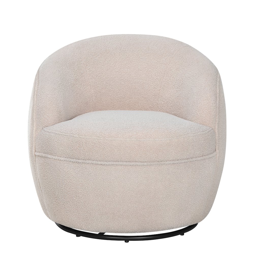 Galleria 360 Swivel Teddy Sherpa Barrel Chair, Beige. Picture 7