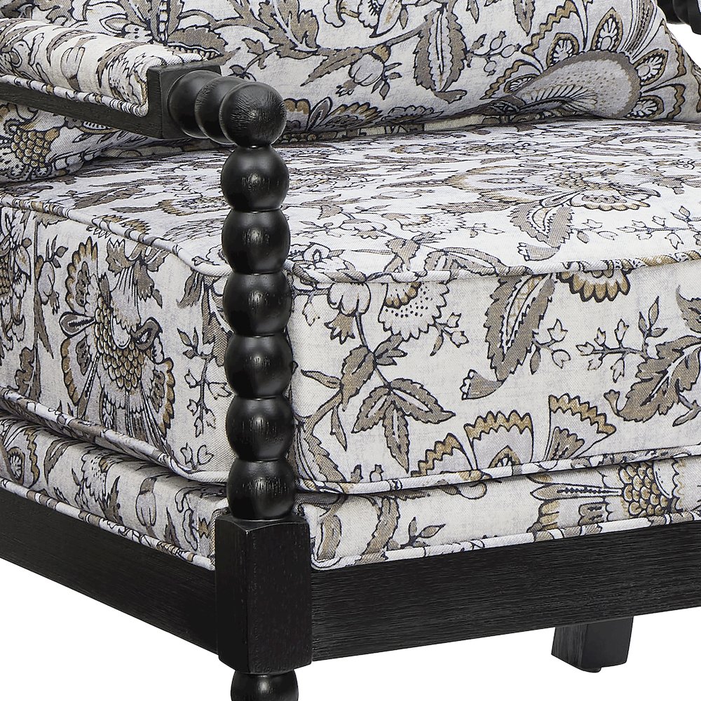Belvoir Upholstered Spool Accent Chair, Floral with Black Finish. Picture 4