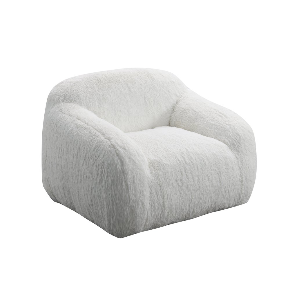 Adell Polar Bear Faux Fur Swivel Cuddle Chair, Ivory White. Picture 1