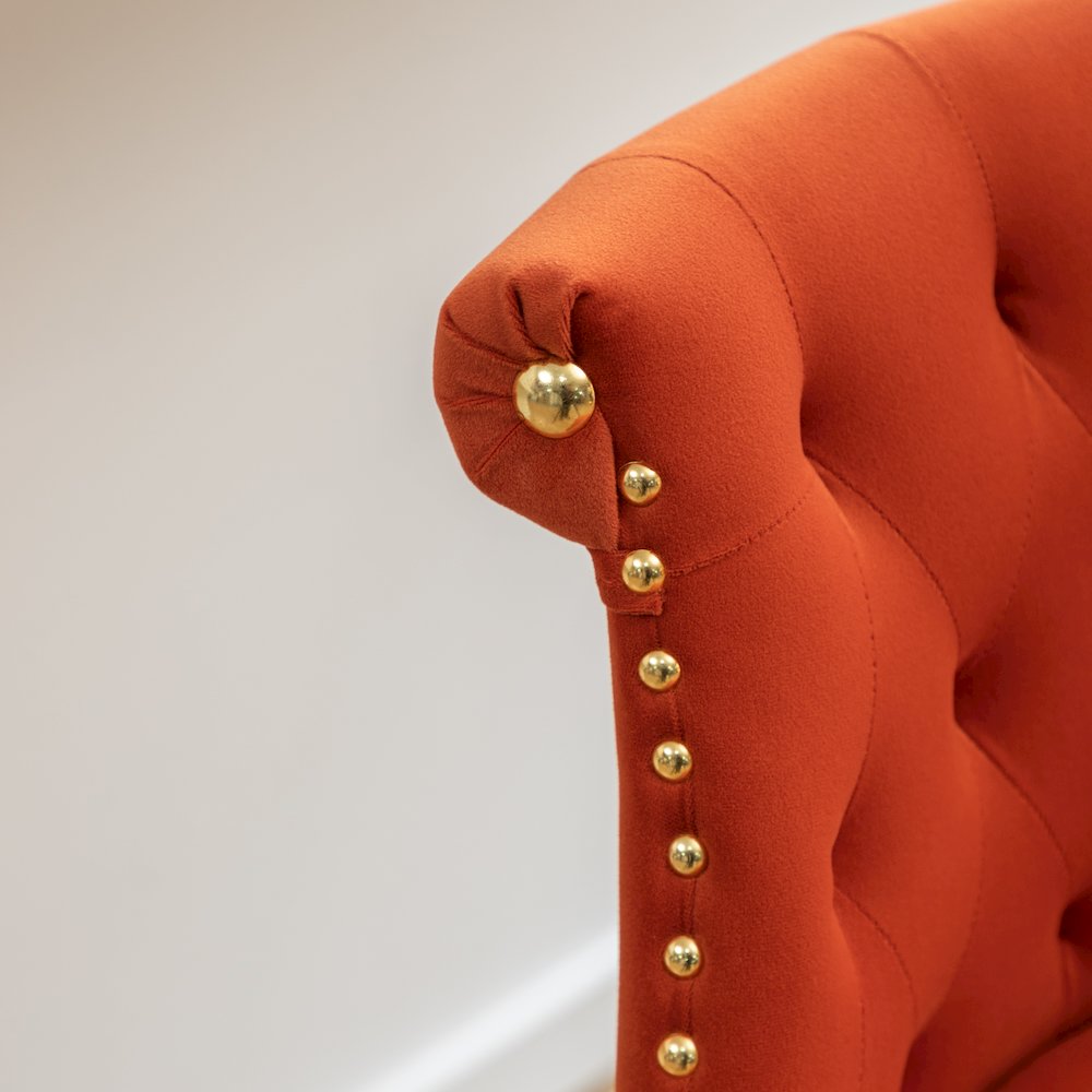 Elvara Set of 2 Button-Tufted Counter Stools with Nailhead Trim - Orange. Picture 12