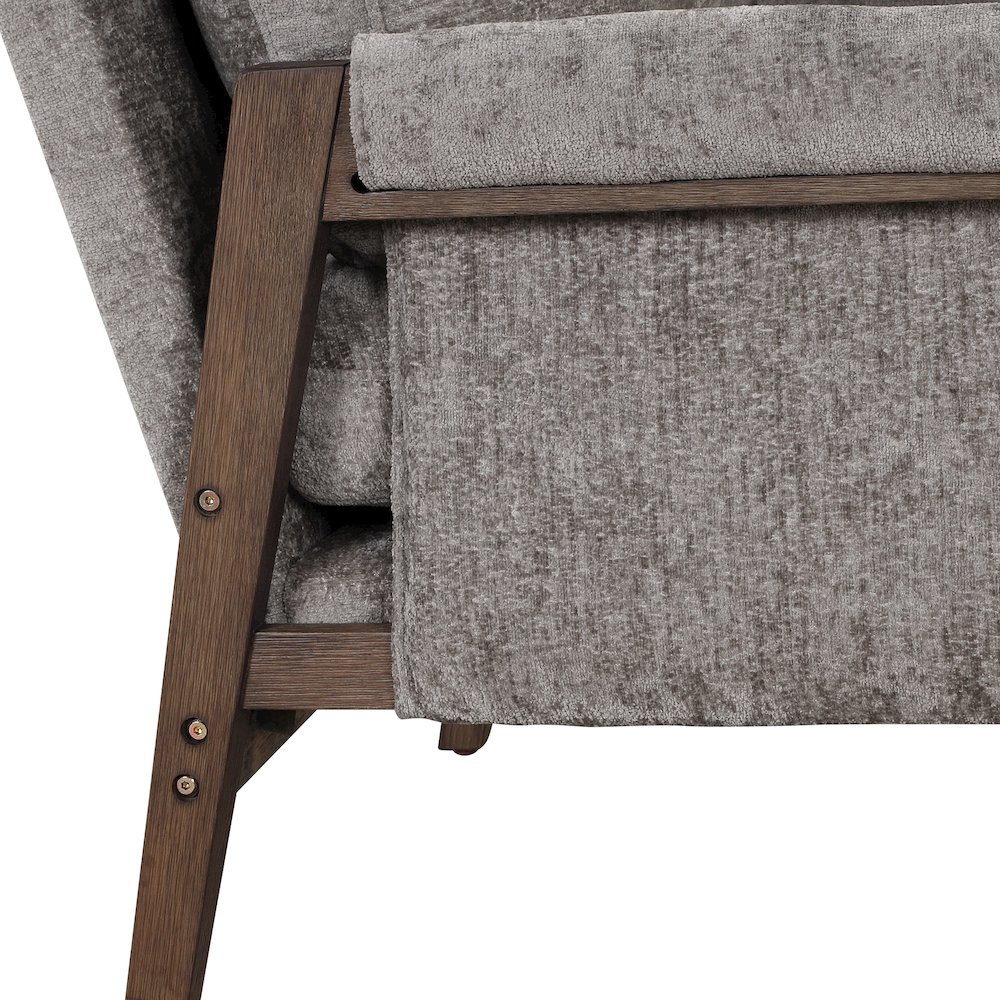 Kelly Mid-Century Modern Velvet Accent Armchair, Gray. Picture 2