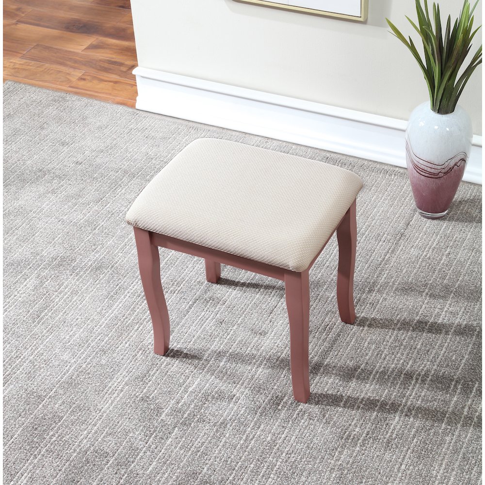 Sanlo Rose Gold Finish Wood Vanity, Makeup Table and Stool Set. Picture 7