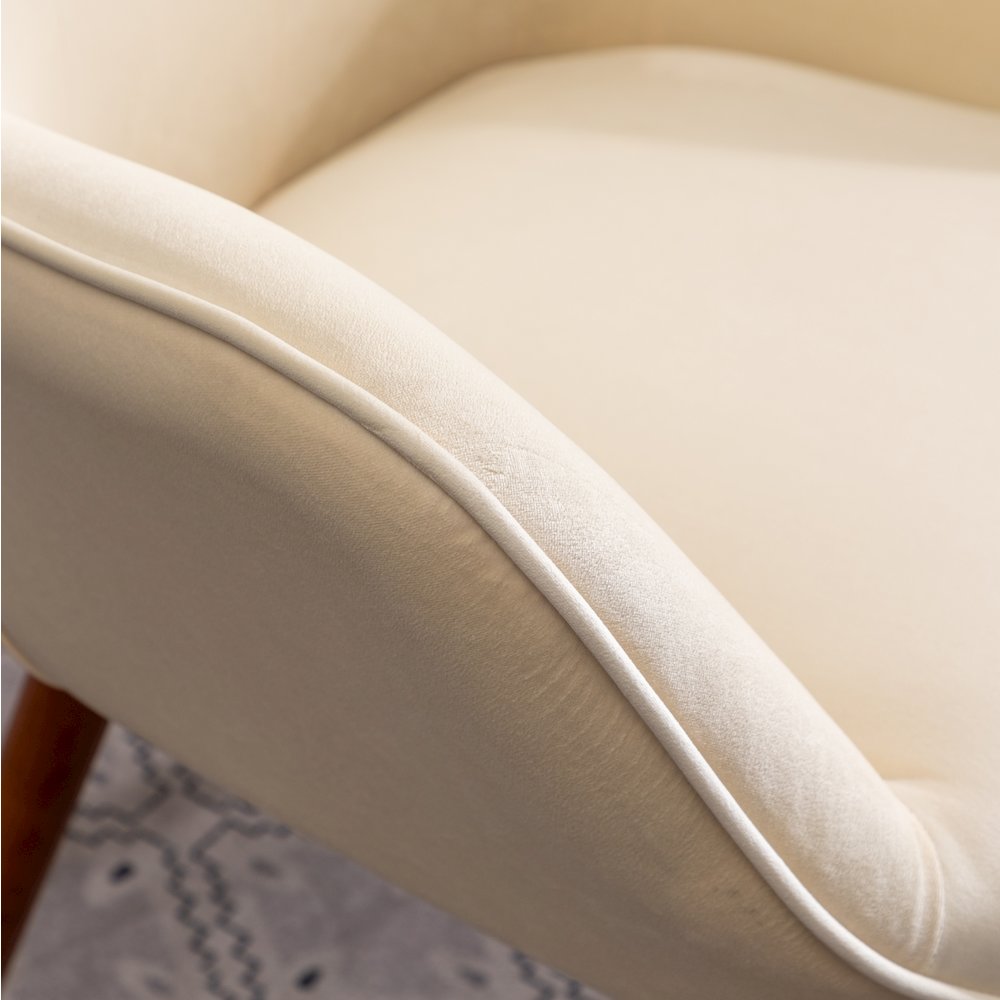 Doarnin Contemporary Silky Velvet Tufted Button Back Accent Chair, White. Picture 13
