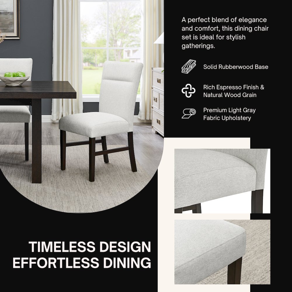 Madison Contemporary Upholstered Dining Chairs,Set of 2,Gray. Picture 4