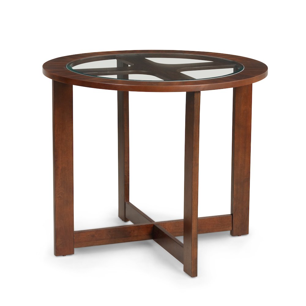 Cylina Solid Wood Glass Top Round Dining Table with 4 Chairs. Picture 6