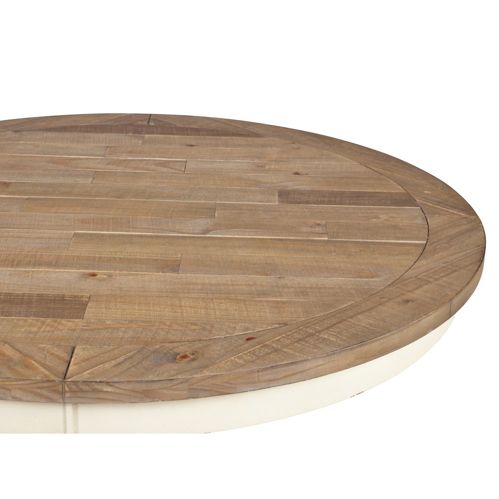 Prato 5-PC Round Dining Set,  Antique White and Distressed Oak. Picture 4