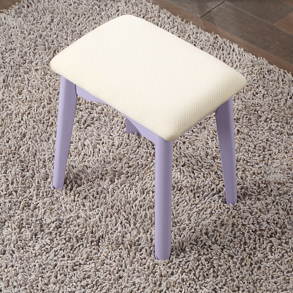 Liannon Contemporary Wood Vanity and Stool Set, Purple. Picture 5