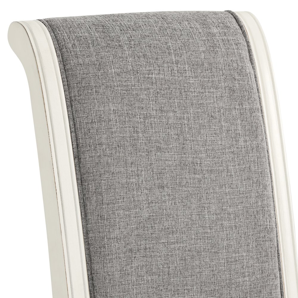Belleza Antique White Solid Wood Upholstered Dining Chairs, Set of 2. Picture 8