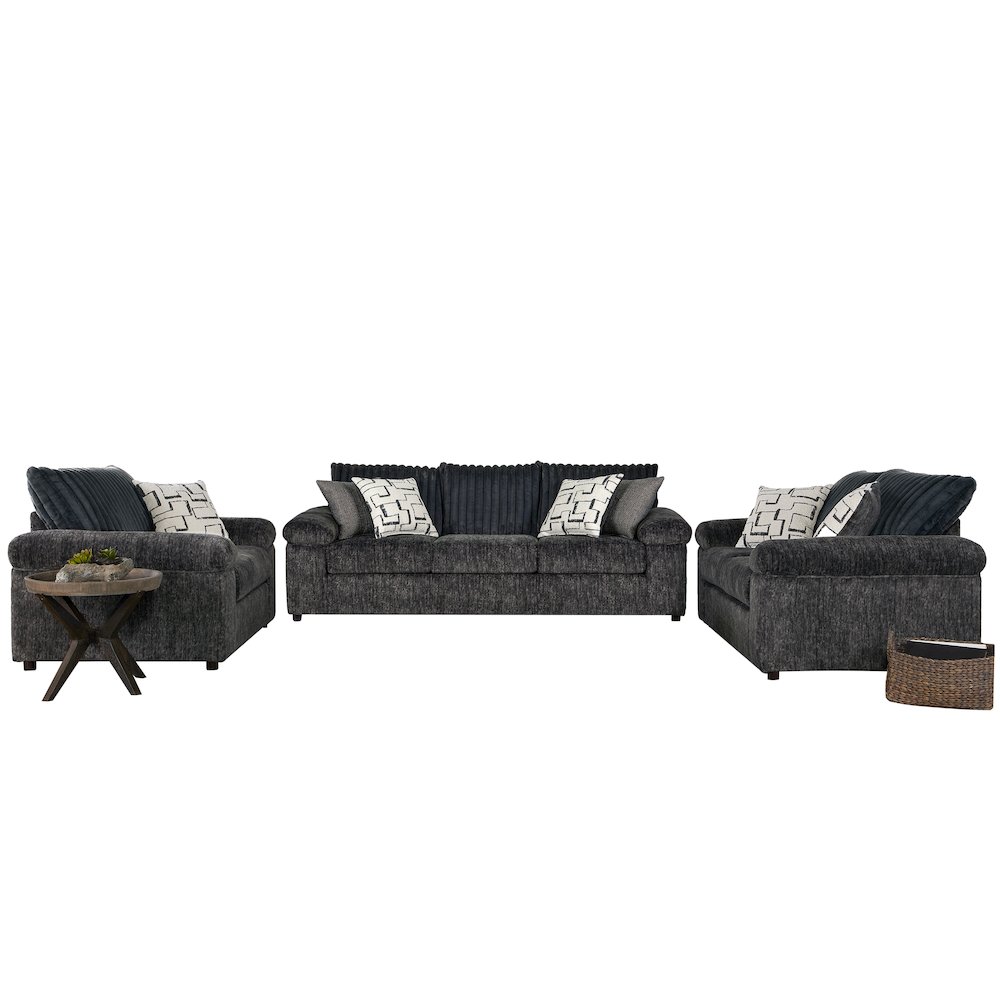Nason Wide Wale Corduroy Sofa, Loveseat, and Cuddle Chair Set, Charcoal. Picture 1